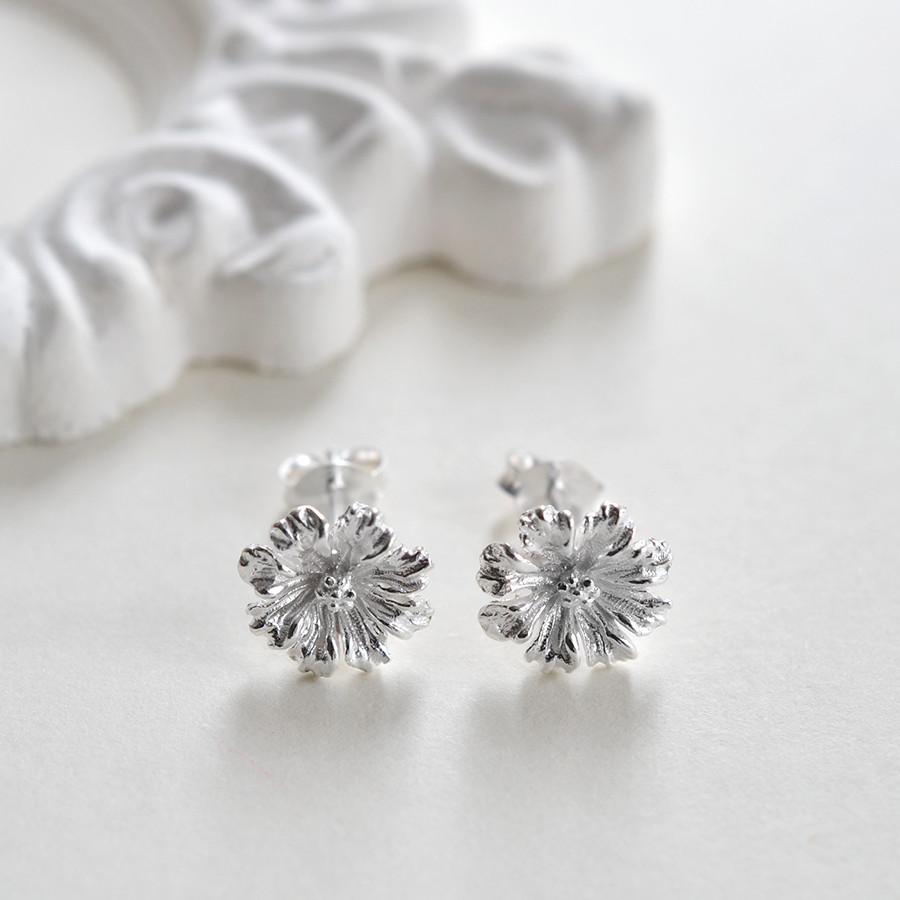 Sterling Silver Cosmos Flower Studs