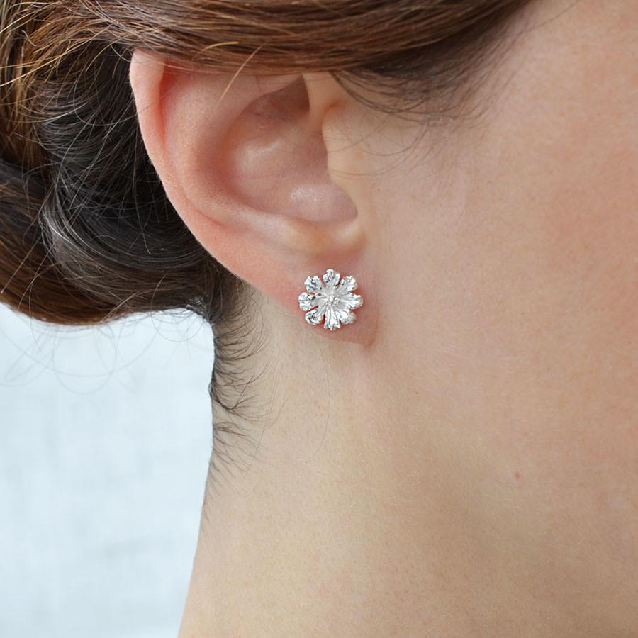Sterling Silver Cosmos Flower Studs