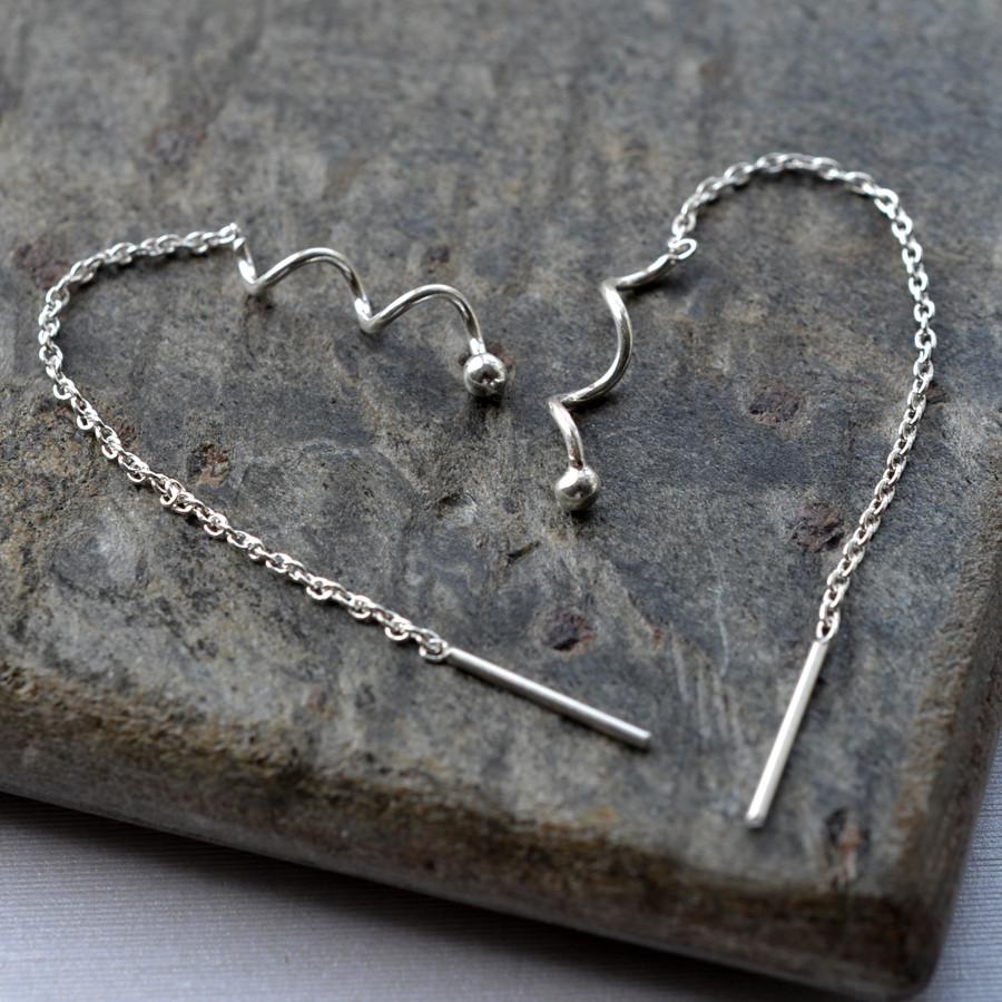 Sterling Silver Twist Threader Chain Earrings