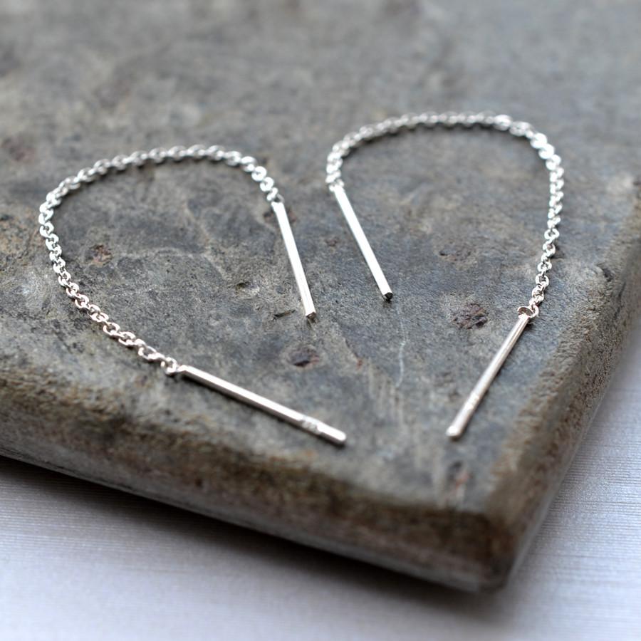 Sterling Silver Trace Threader Chain Earrings