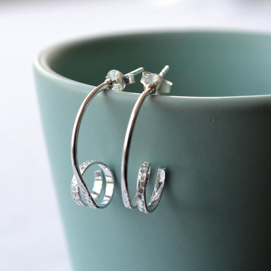 Sterling Silver Urban Twirl Stud Earrings