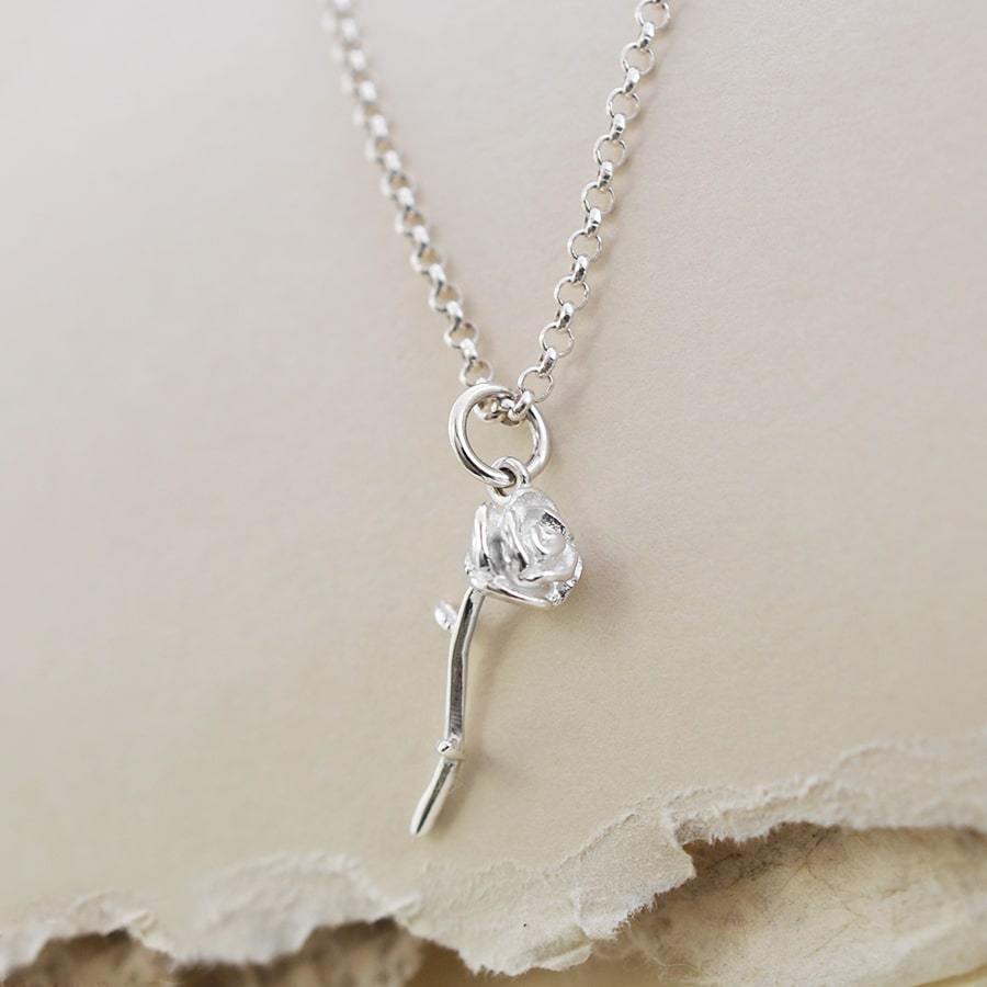Sterling Silver Delicate Rose Necklace
