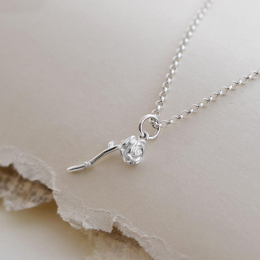 Sterling Silver Delicate Rose Necklace