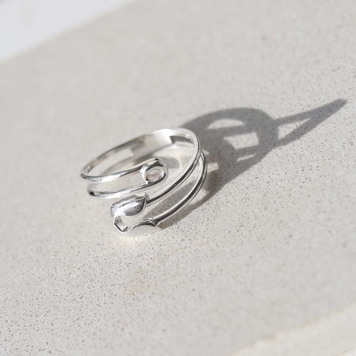 Sterling Silver Adjustable Safety Pin Ring