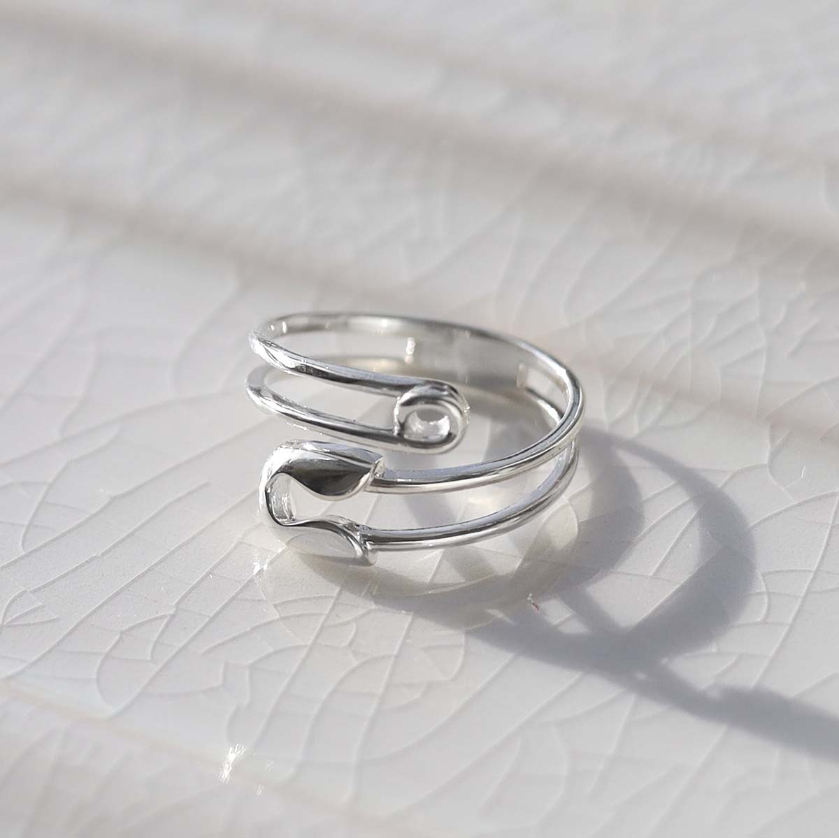 Sterling Silver Adjustable Safety Pin Ring