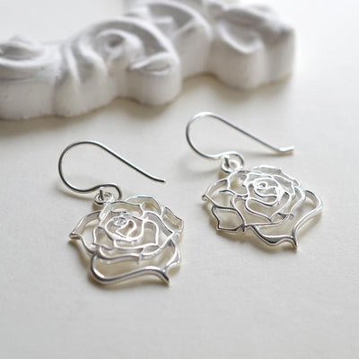 open rose earrings