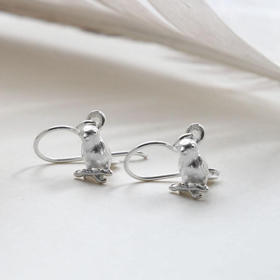 Sterling Silver Little Bird Dangly Earrings