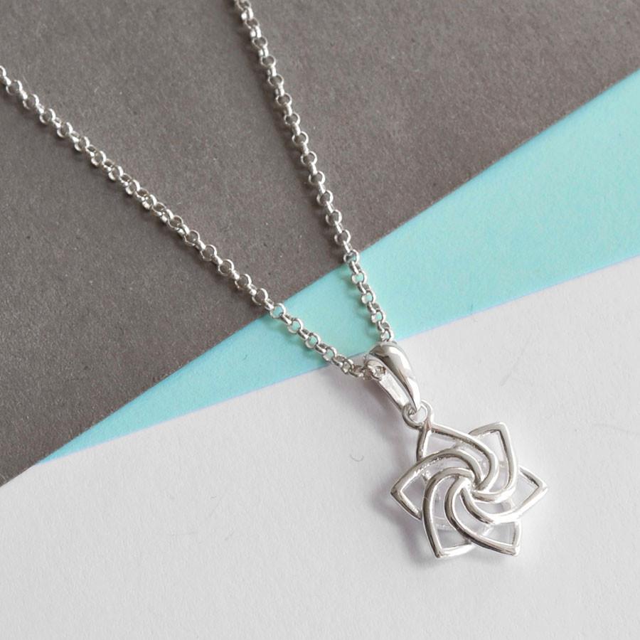 Sterling Silver Swirling Star Necklace