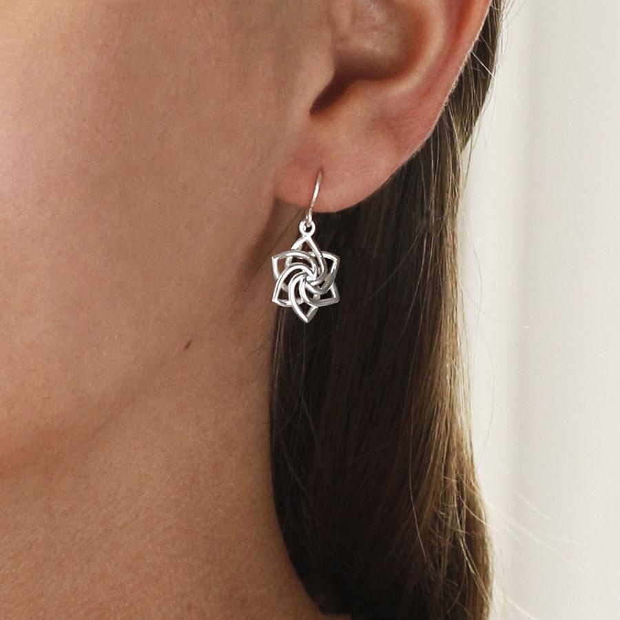 Sterling Silver Dangly Swirling Star Earrings