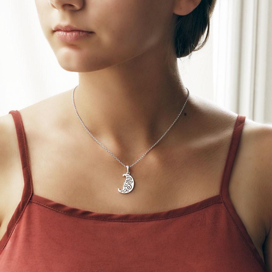 Sterling Silver Henna Moon Necklace