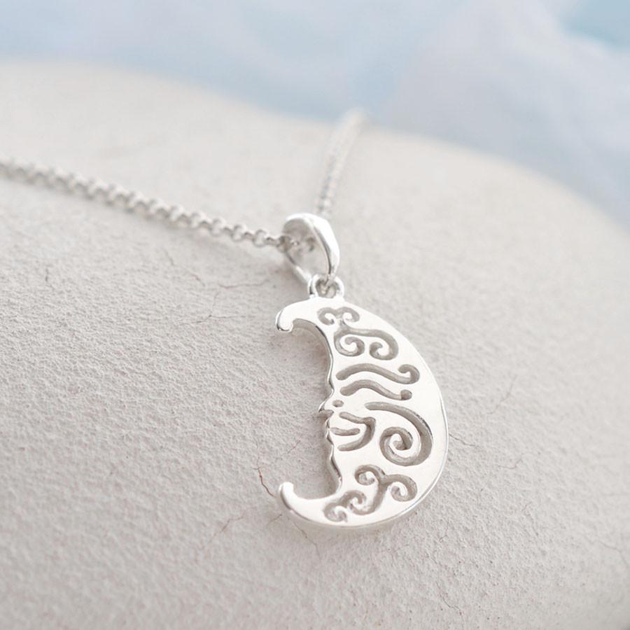 Sterling Silver Henna Moon Necklace