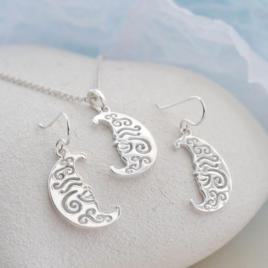 Sterling Silver Henna Moon Necklace