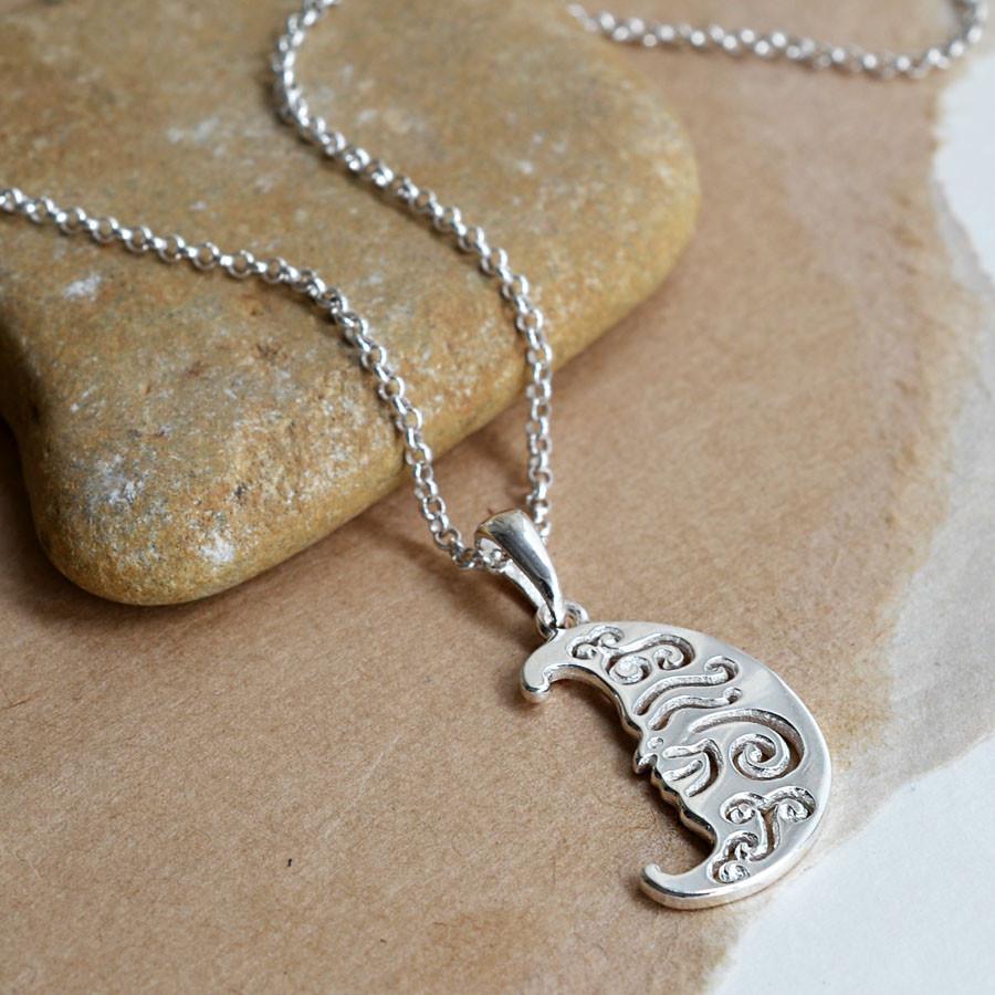 Sterling Silver Henna Moon Necklace