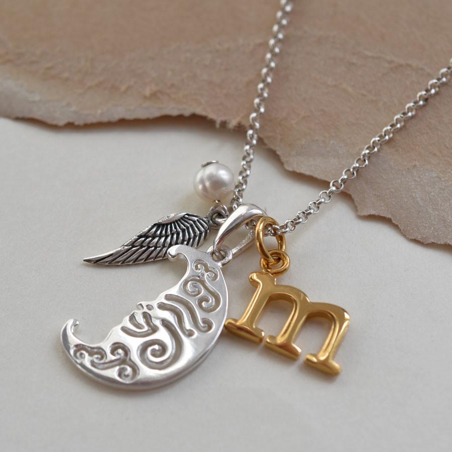 Sterling Silver Henna Moon Necklace