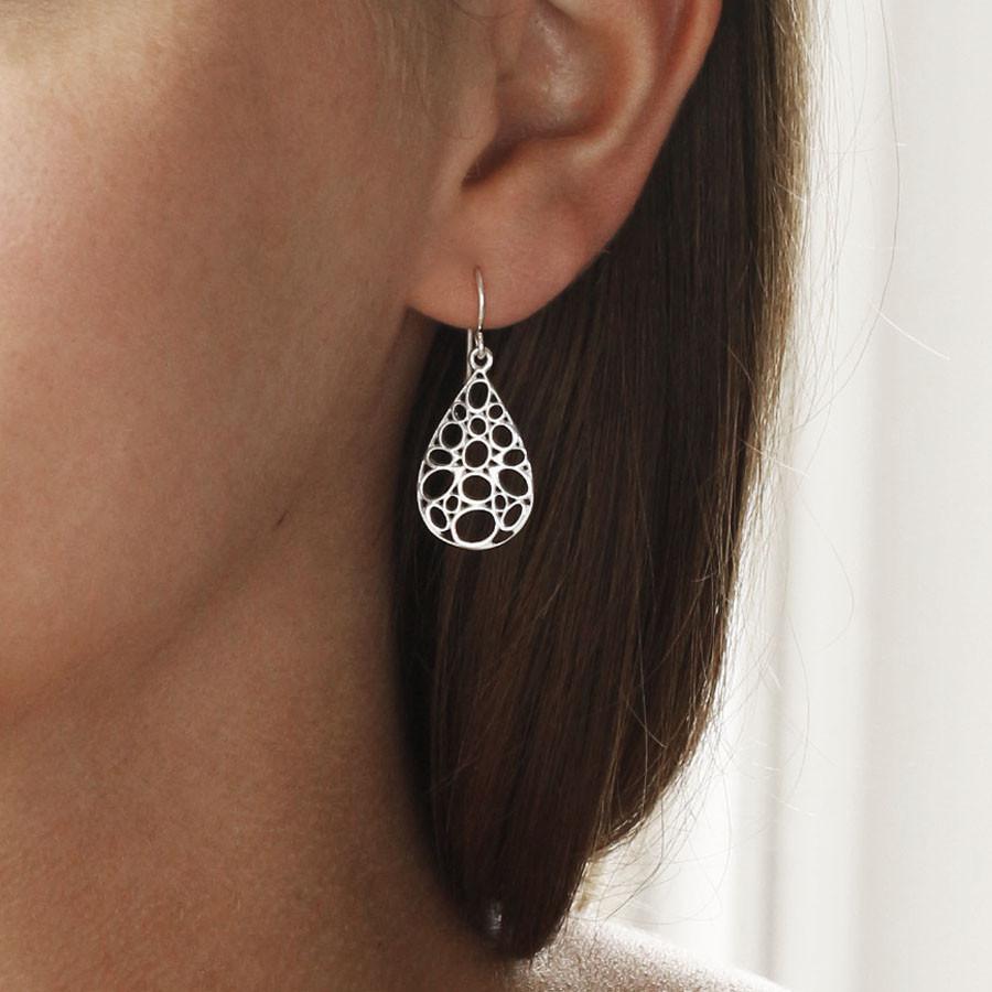 Sterling Silver Dangly Geometric Teardrop Earrings