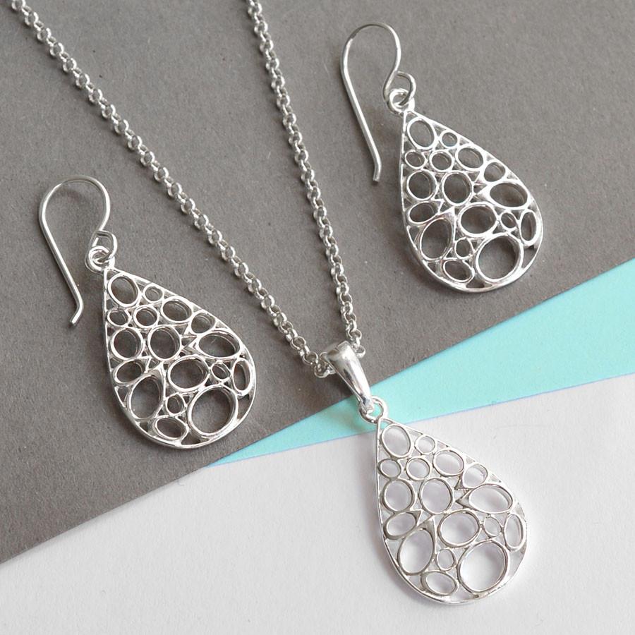 Sterling Silver Dangly Geometric Teardrop Earrings