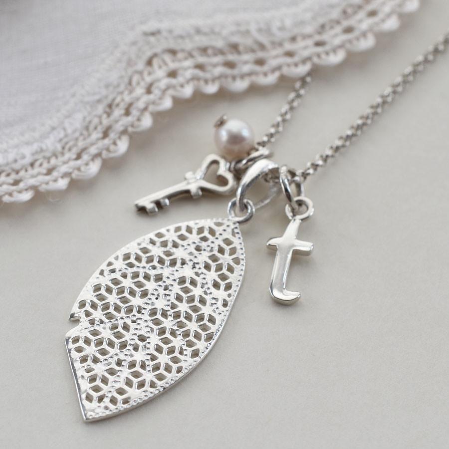 Sterling Silver Geometric Leaf Necklace