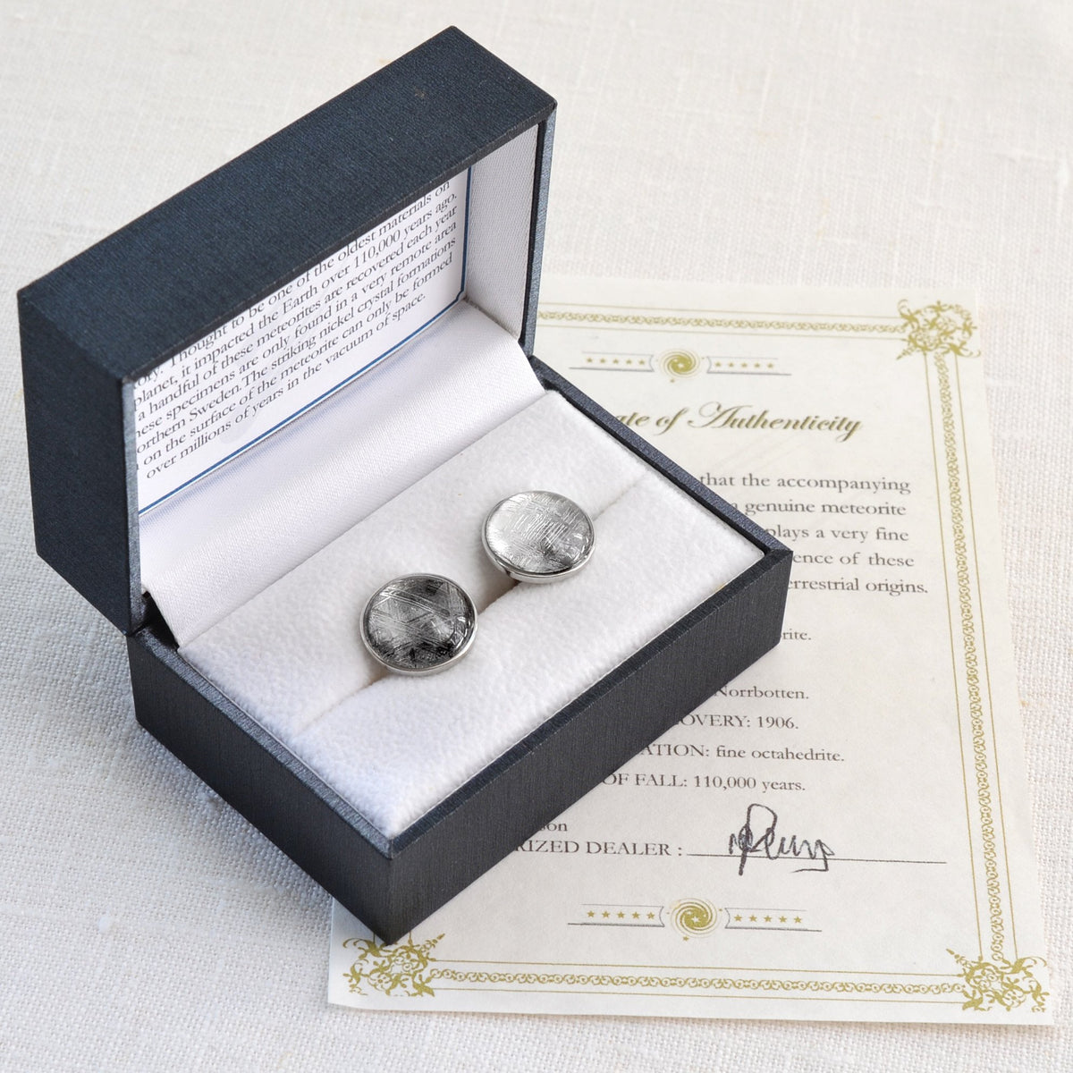 Sterling Silver And Meteorite Cufflinks
