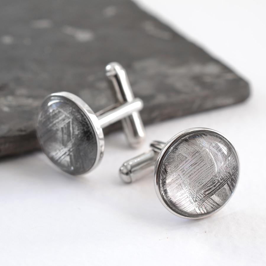 Sterling Silver And Meteorite Cufflinks