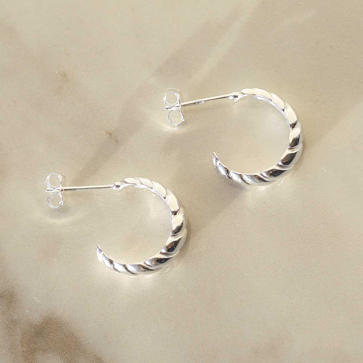 Sterling Silver Braided Hoop Stud Earrings