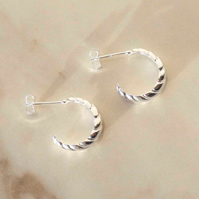 ML785 Sterling Silver Braided Hoop Stud Earrings 4