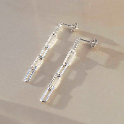 ML789 Sterling Silver Hammered Paperclip Stud Earrings 4