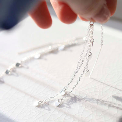 ML790 Sterling Silver Cascading Coins Threader Earrings 2