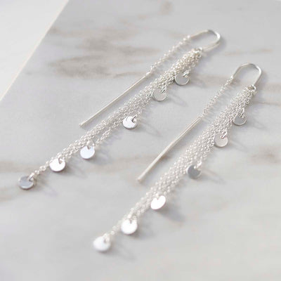 ML790 Sterling Silver Cascading Coins Threader Earrings 3 copy