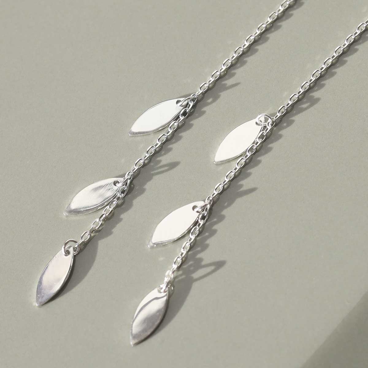 Sterling Silver Petal Threader Earrings