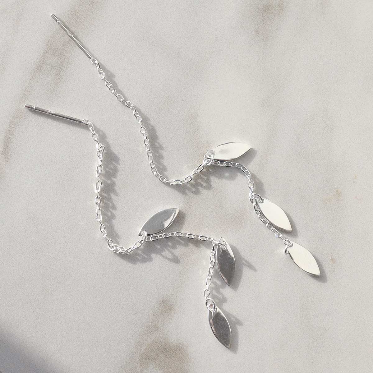 Sterling Silver Petal Threader Earrings