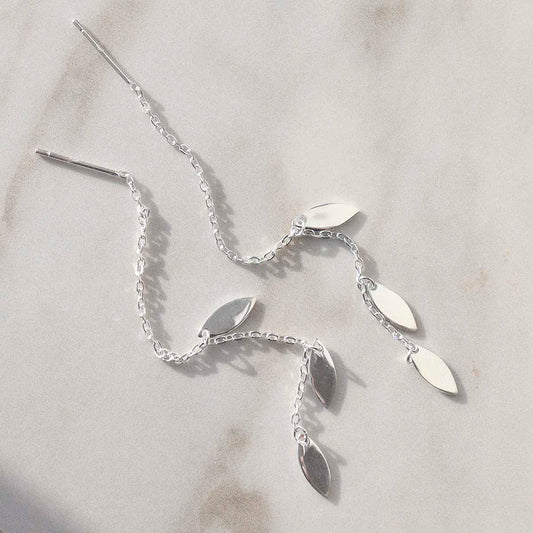ML794  Sterling Silver Petal Threader Earrings 3
