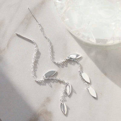 ML794  Sterling Silver Petal Threader Earrings 4