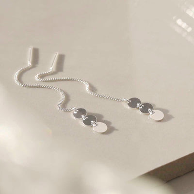 ML807 Sterling Silver Triple Coin Threader Earrings 1