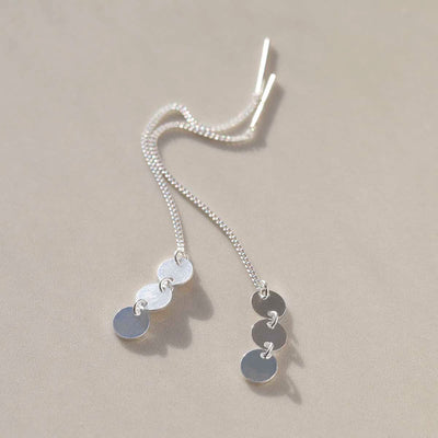 ML807 Sterling Silver Triple Coin Threader Earrings 3