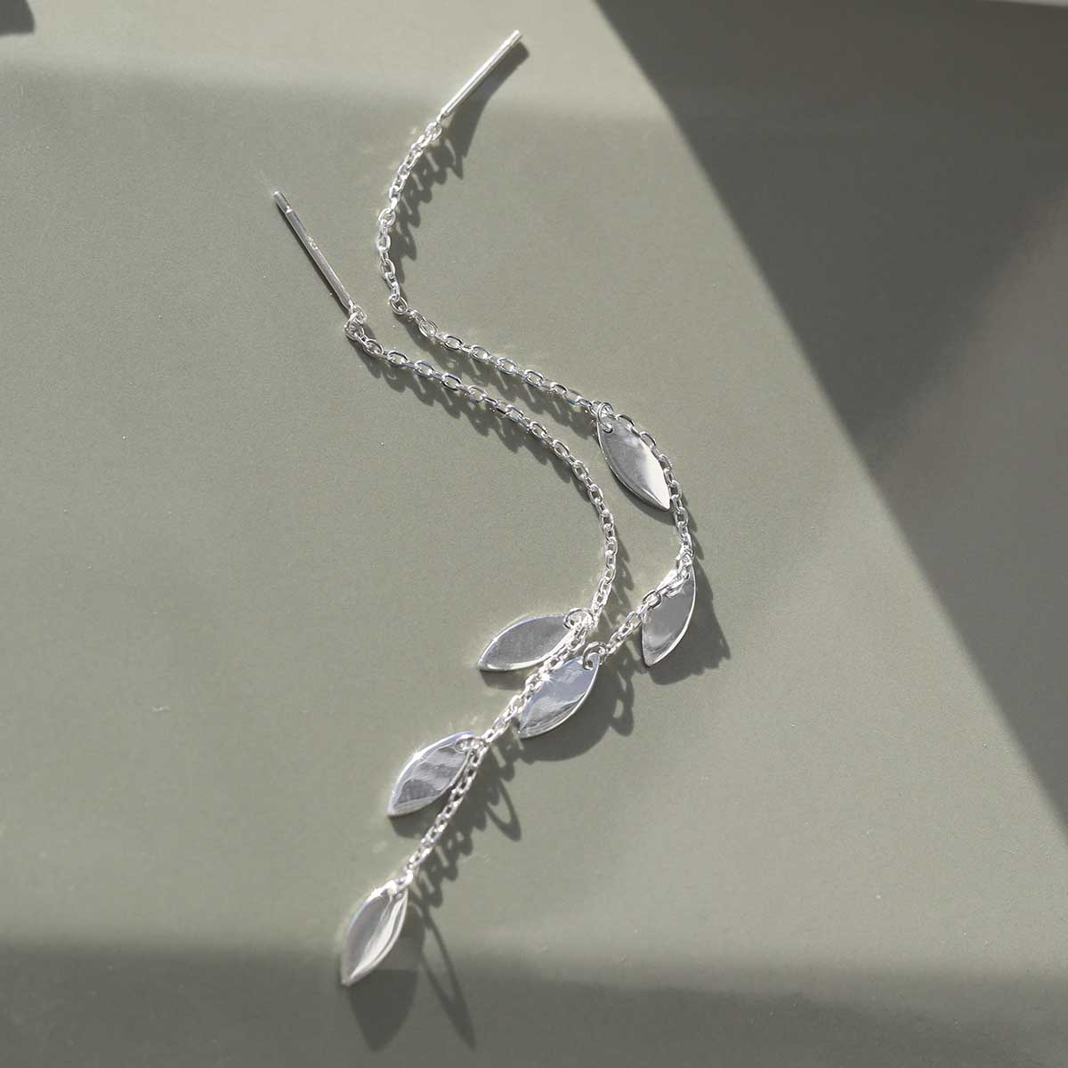 Sterling Silver Petal Threader Earrings