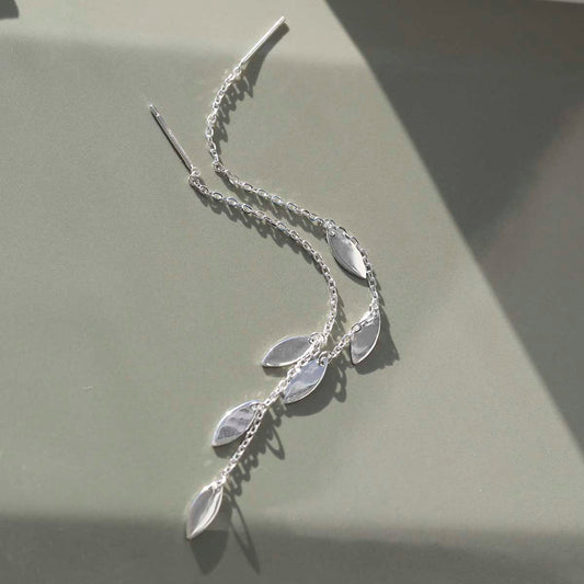ML794  Sterling Silver Petal Threader Earrings 5