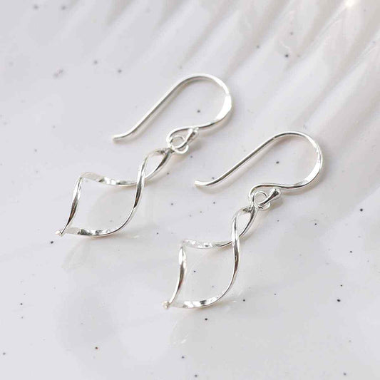 ME394 STERLING SILVER DANGLY SIMPLE TWIST EARRINGS 3