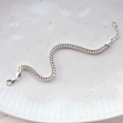 MV1343B STERLING SILVER ROUND CURB BRACELET 3