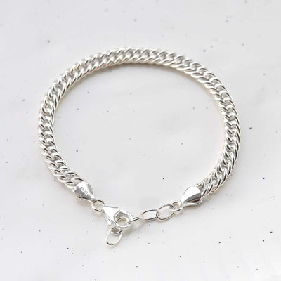 MV1343B STERLING SILVER ROUND CURB BRACELET 2