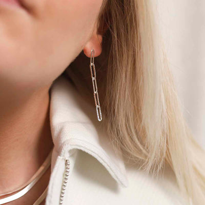 ML789 Sterling Silver Hammered Paperclip Stud Model copy