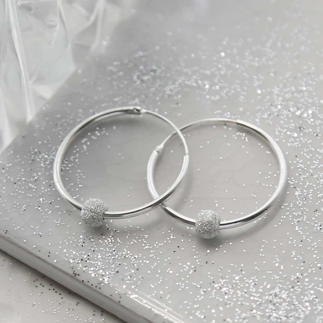 Sterling Silver Disco Ball Hoops