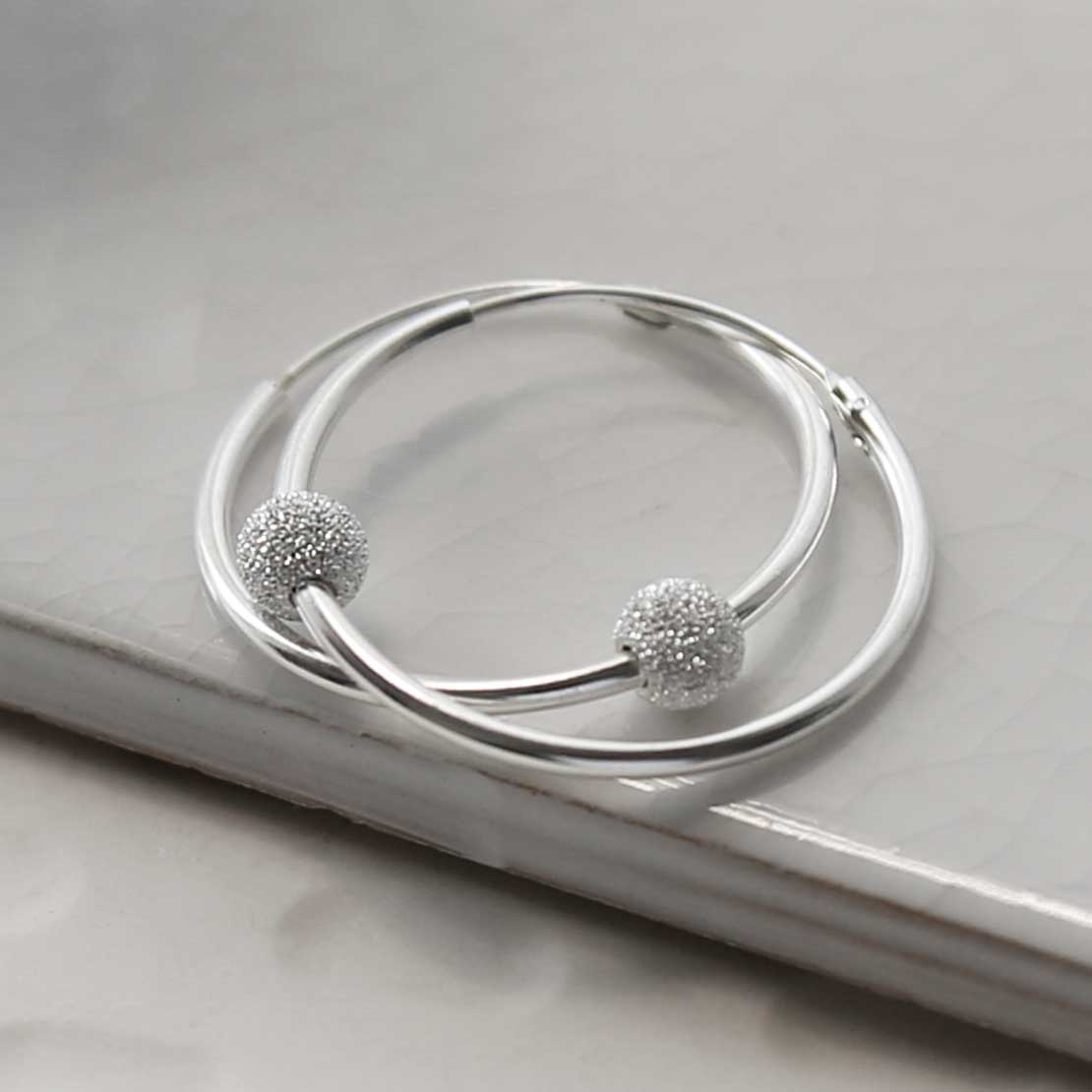 Sterling Silver Disco Ball Hoops