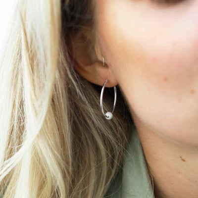 ME477 STERLING SILVER DISCO BALL HOOPS MODEL