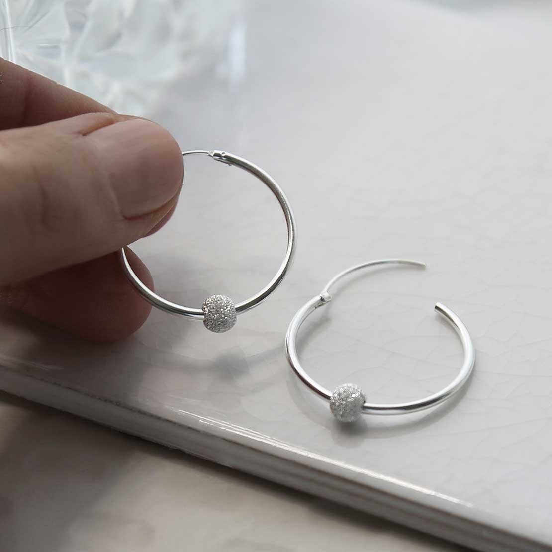 Sterling Silver Disco Ball Hoops