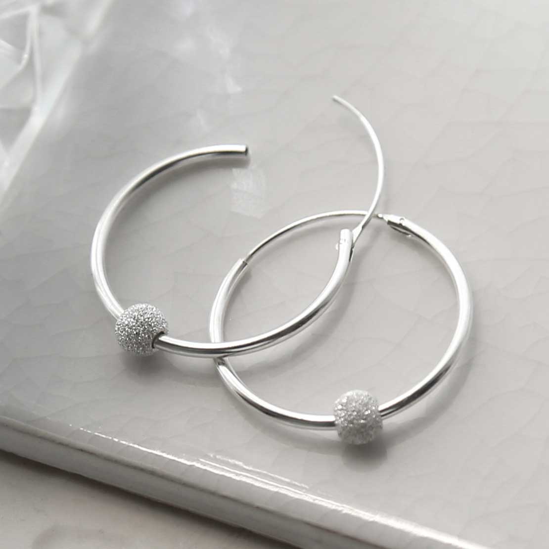 Sterling Silver Disco Ball Hoops