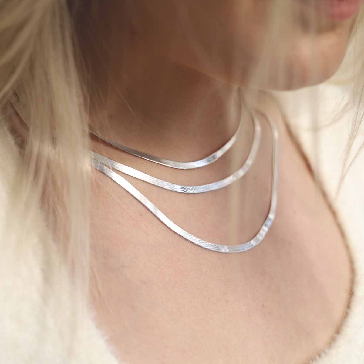Sterling Silver Herringbone Necklace