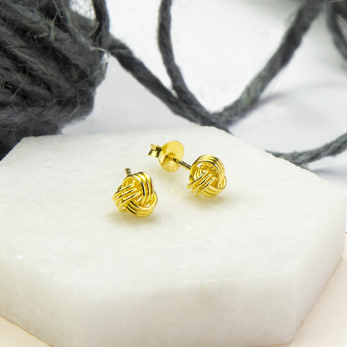 Gold Plated Small Knot Stud Earrings