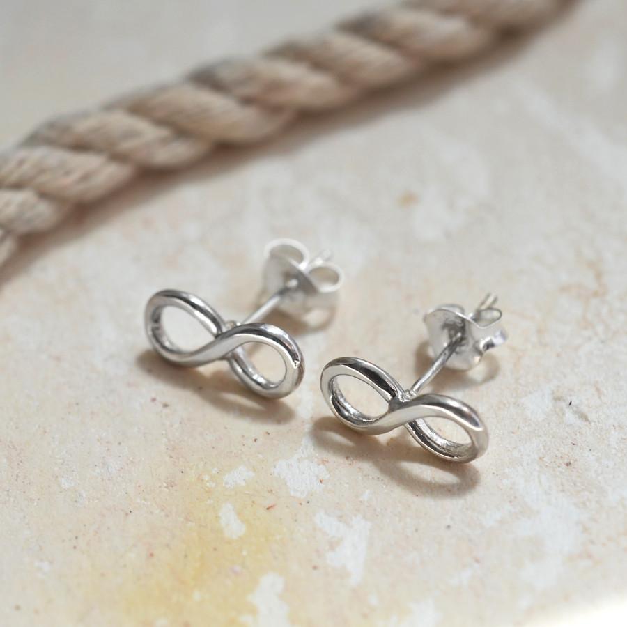 Sterling Silver Infinity Stud Earrings