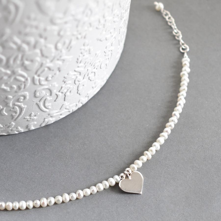 Sterling Silver And Pearl Heart Bracelet