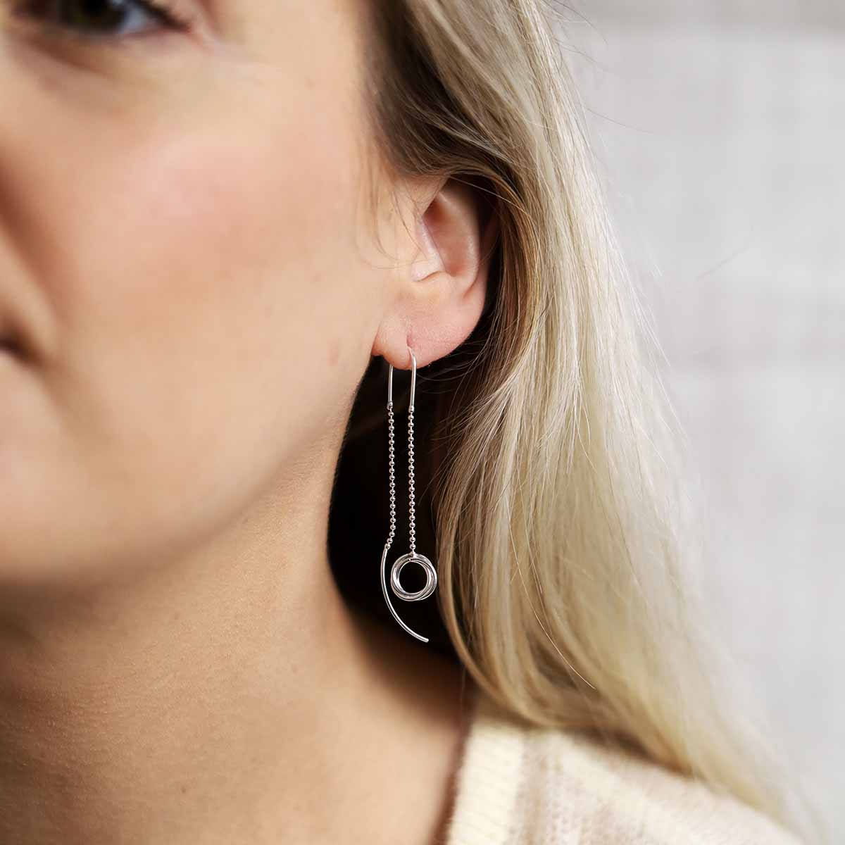 Sterling Silver Simple Rings Threader Earrings